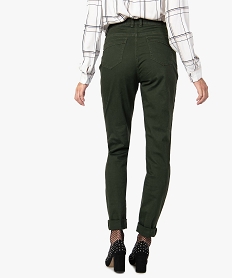 pantalon femme regular taille haute en stretch vert9482801_3