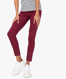 GEMO Pantalon femme jegging coloré à taille élastique Rouge