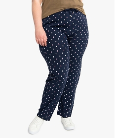 GEMO Pantalon femme grande taille large et fluide imprimé à taille élastiquée Imprimé