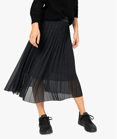 GEMO Jupe femme plissée à paillette et taille élastiquée Noir