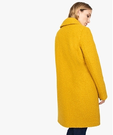 manteau femme mi-long en maille bouclette jaune manteaux9489001_3