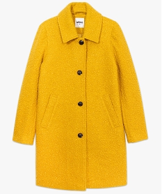 manteau femme mi-long en maille bouclette jaune manteaux9489001_4