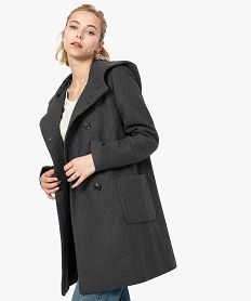 GEMO Manteau femme avec grande capuche Gris