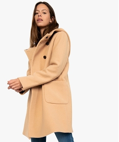 manteau femme avec grande capuche beige manteaux9489301_1