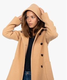 manteau femme avec grande capuche beige9489301_2