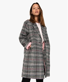 GEMO Manteau femme à carreaux longueur 34 Imprimé