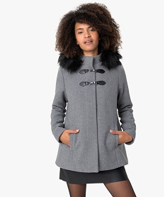 manteau femme avec capuche a bord fantaisie gris9489801_1