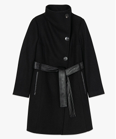 manteau femme en laine avec ceinture a nouer noir9490301_4