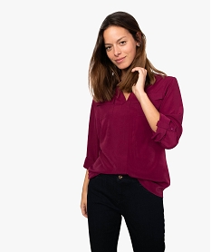 GEMO Tunique femme fluide satinée à poches poitrine Rouge
