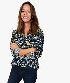 GEMO Tunique femme fluide imprimée à poches poitrine bleu vif