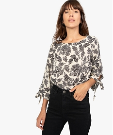GEMO Blouse femme à motif feuillage avec manches 34 Imprimé