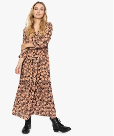 GEMO Robe femme longue et fluide imprimé floral Imprimé