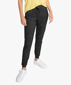 GEMO Pantalon femme jogger en maille avec taille élastiquée Gris