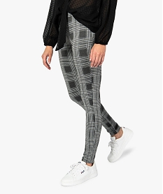 GEMO Pantalon femme à motif pied de poule Gris