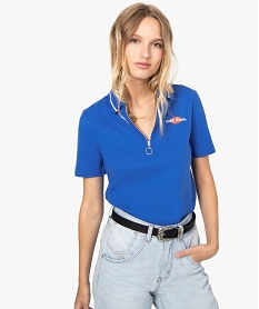 polo femme a manches courtes avec col zippe bleu tee-shirts tops et debardeurs9496701_1