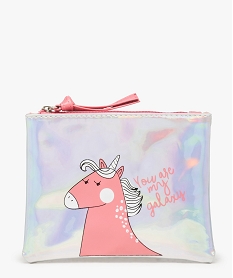 GEMO Pochette femme irisée à motif licorne Gris