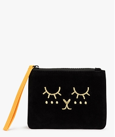 pochette zippee en velours a motif dore noirA001901_1