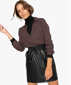 GEMO Blouse femme fluide à motifs et col v à boutons Imprimé