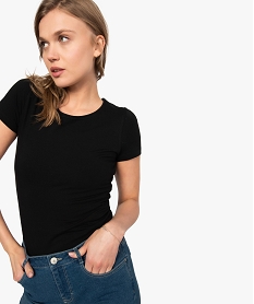 GEMO Tee-shirt femme à manches courtes en coton bio Noir