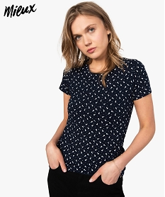 tee-shirt femme en coton bio a petits motifs fleuris imprimeA009301_1
