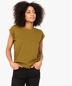 GEMO Tee-shirt femme uni à manches courtes Vert