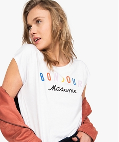 tee-shirt femme coupe large avec inscription blancA010701_2