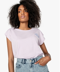 tee-shirt femme coupe large avec inscription violetA010801_1