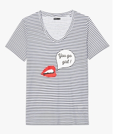 tee-shirt femme imprime a manches courtes et col v imprimeA011901_4