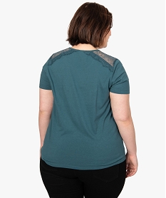 tee-shirt femme manches courtes avec dentelle aux epaules vert tee shirts tops et debardeursA012201_3