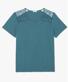 tee-shirt femme manches courtes avec dentelle aux epaules vert tee shirts tops et debardeursA012201_4