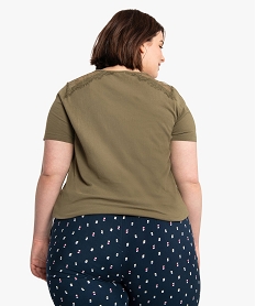 tee-shirt femme manches courtes avec dentelle aux epaules vert tee shirts tops et debardeursA012301_3
