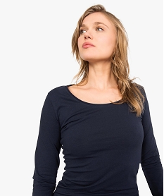 tee-shirt femme a manches longues contenant du coton bio bleuA016501_2