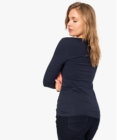 tee-shirt femme a manches longues contenant du coton bio bleuA016501_3