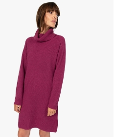 GEMO Robe pull femme à grand col montant Rose
