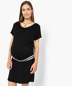 robe de grossesse fluide a taille elastiquee noirA018701_1