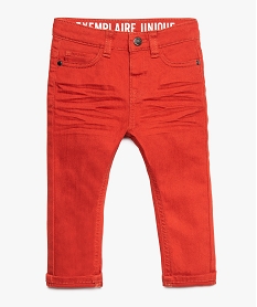 GEMO Pantalon bébé garçon coupe slim en toile unie Orange