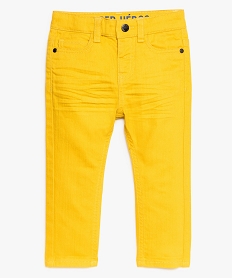 GEMO Pantalon bébé garçon coupe slim en toile unie Jaune