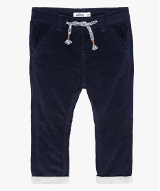 GEMO Pantalon bébé garçon en velours doublé jersey Bleu