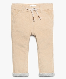 GEMO Pantalon bébé garçon en velours doublé jersey Beige