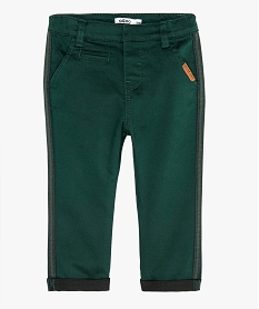 pantalon bebe garcon en coton stretch avec bandes laterales vertA021001_1