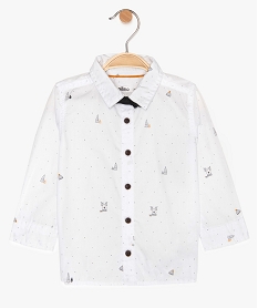 chemise bebe garcon a micro motifs et nœud papillon blancA021601_1