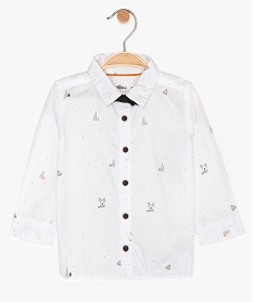 GEMO Chemise bébé garçon à micro motifs et nœud papillon Blanc