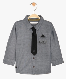 chemise bebe garcon avec cravate a scratch – lulu castagnette bleuA021701_1