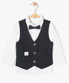 GEMO Ensemble bébé garçon : chemise + gilet + nœud papillon Multicolore