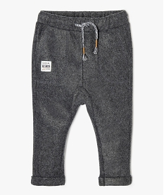 pantalon bebe garcon en feutre a taille elastiquee grisA022101_1