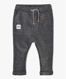 GEMO Pantalon bébé garçon en feutre à taille élastiquée Gris