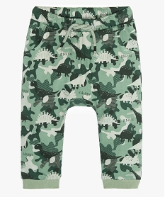 pantalon bebe garcon en molleton motif dinosaures vertA022201_1