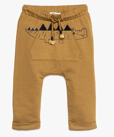 pantalon bebe garcon souple a taille elastiquee brunA022401_1