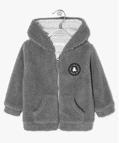 gilet bebe garcon en matiere peluche - lulu castagnette gris giletsA022501_1