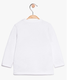 tee-shirt bebe garcon a motif et manches longues en coton bio blancA023701_2